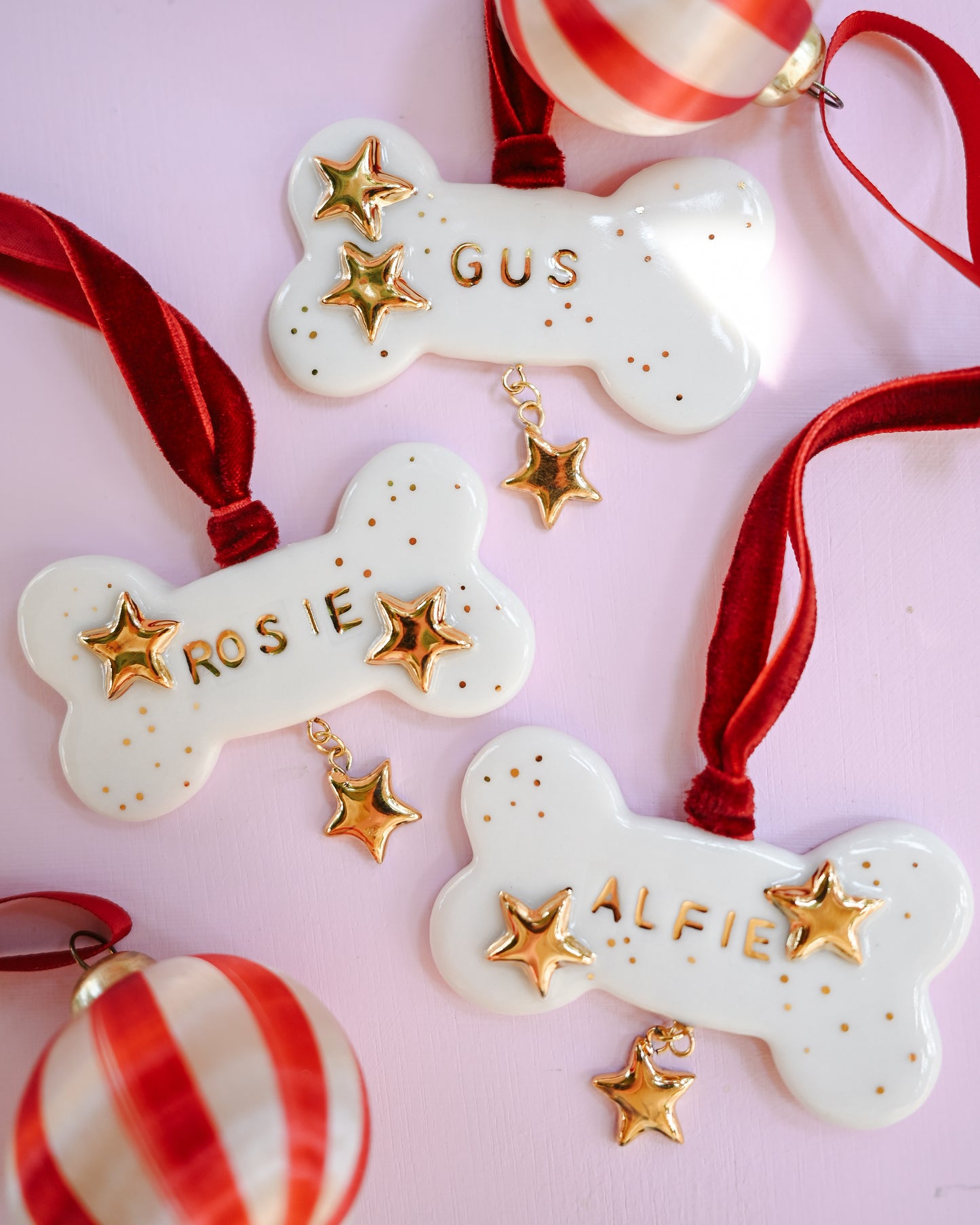 Custom Dog Bone Festive Ornament