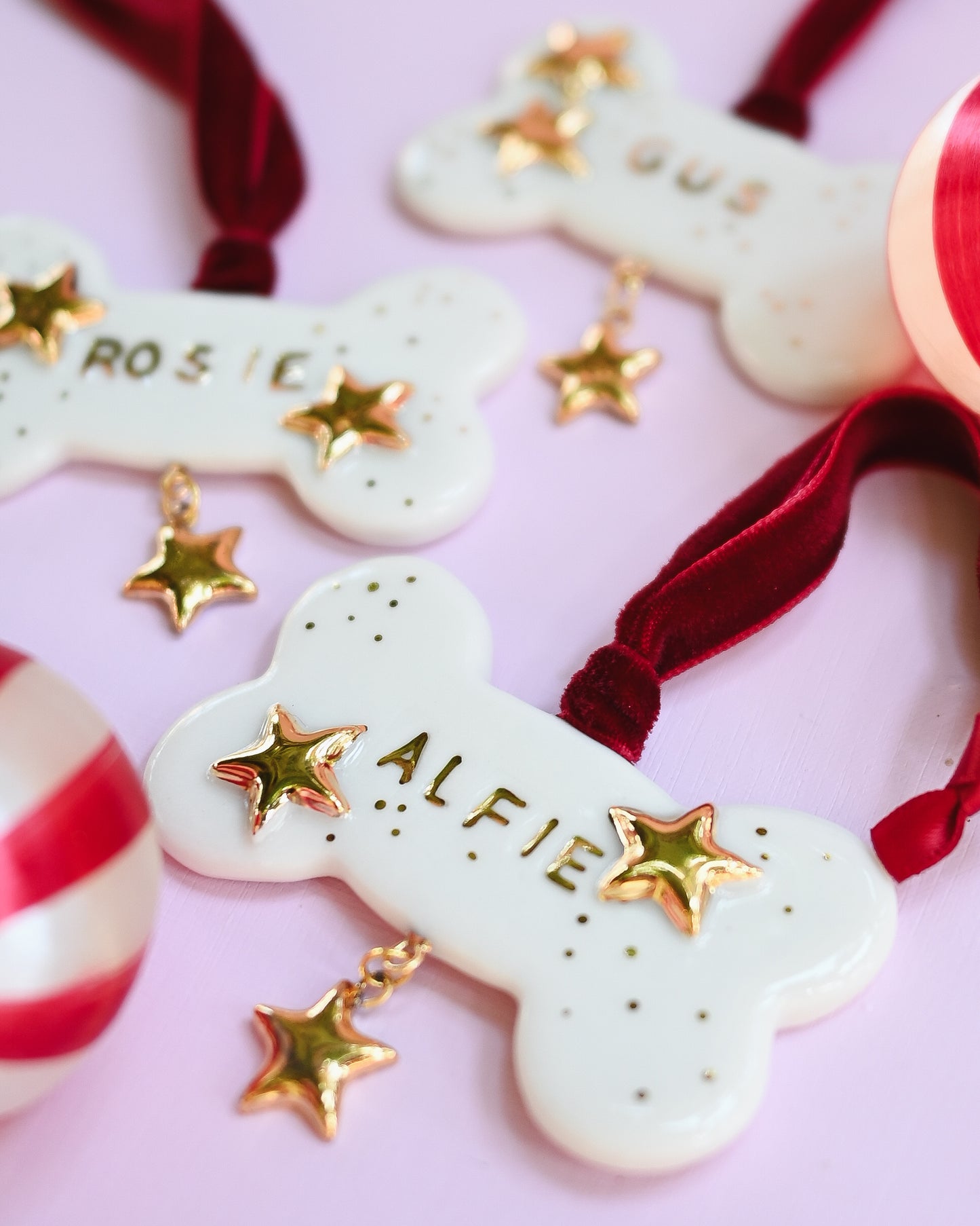 Custom Dog Bone Festive Ornament