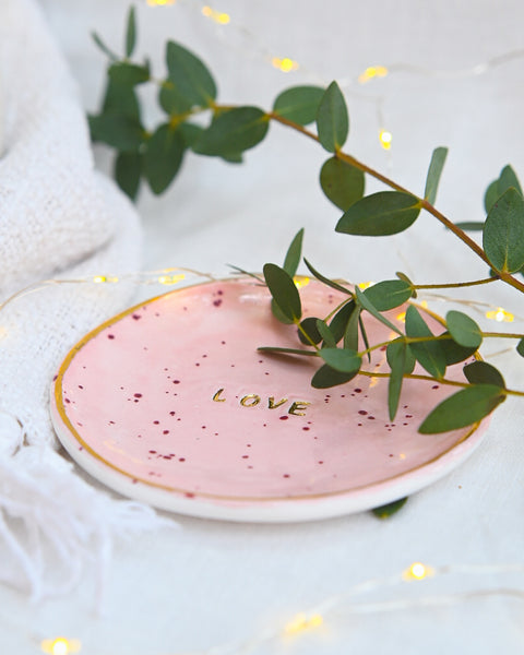 Porcelain LOVE Pink & Gold Trinket Dish
