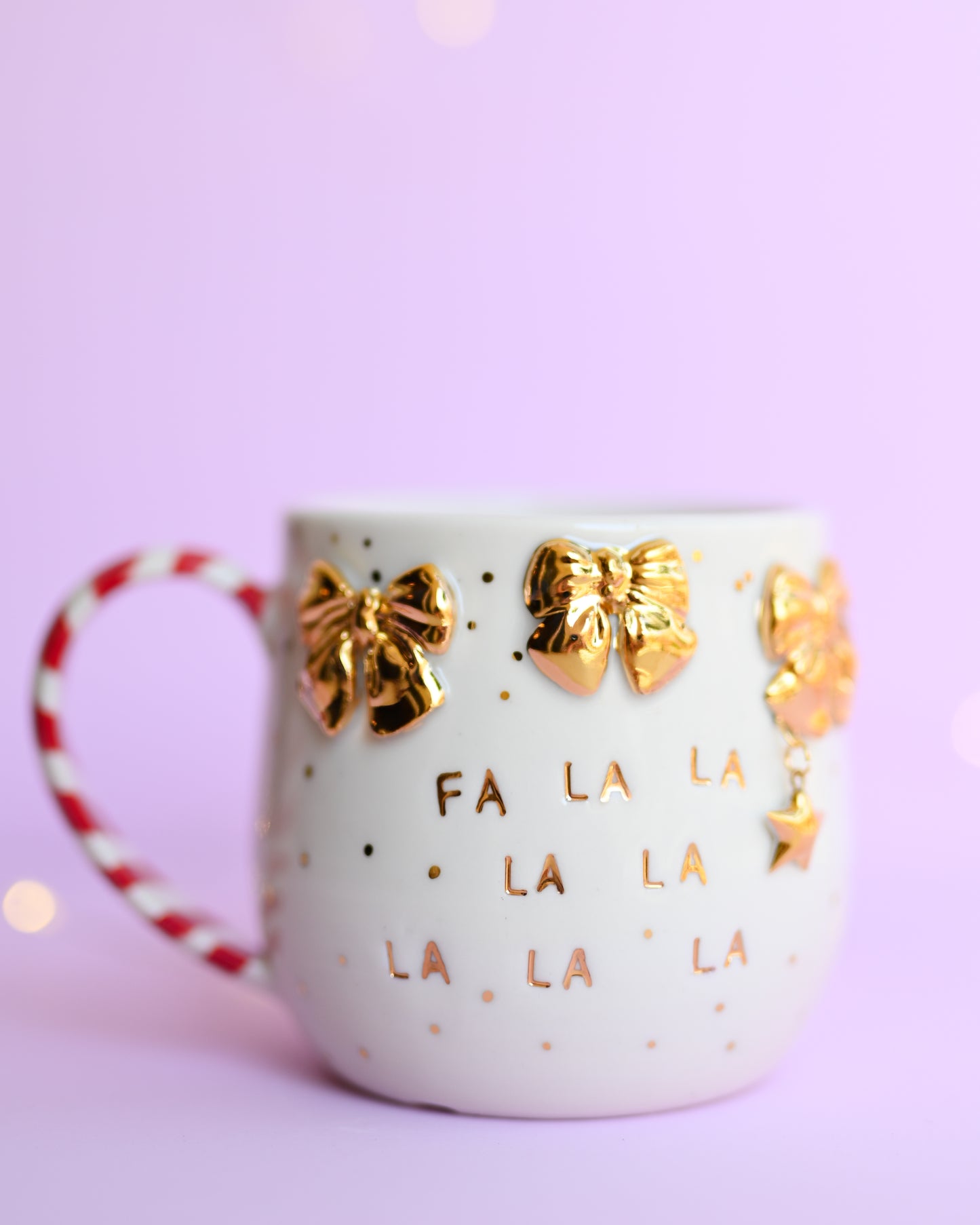 PRE-ORDER Fa La La Gold Bow Festive Mug