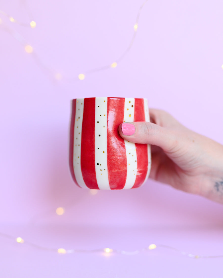 Porcelain Candy Cane Stripe Tumbler