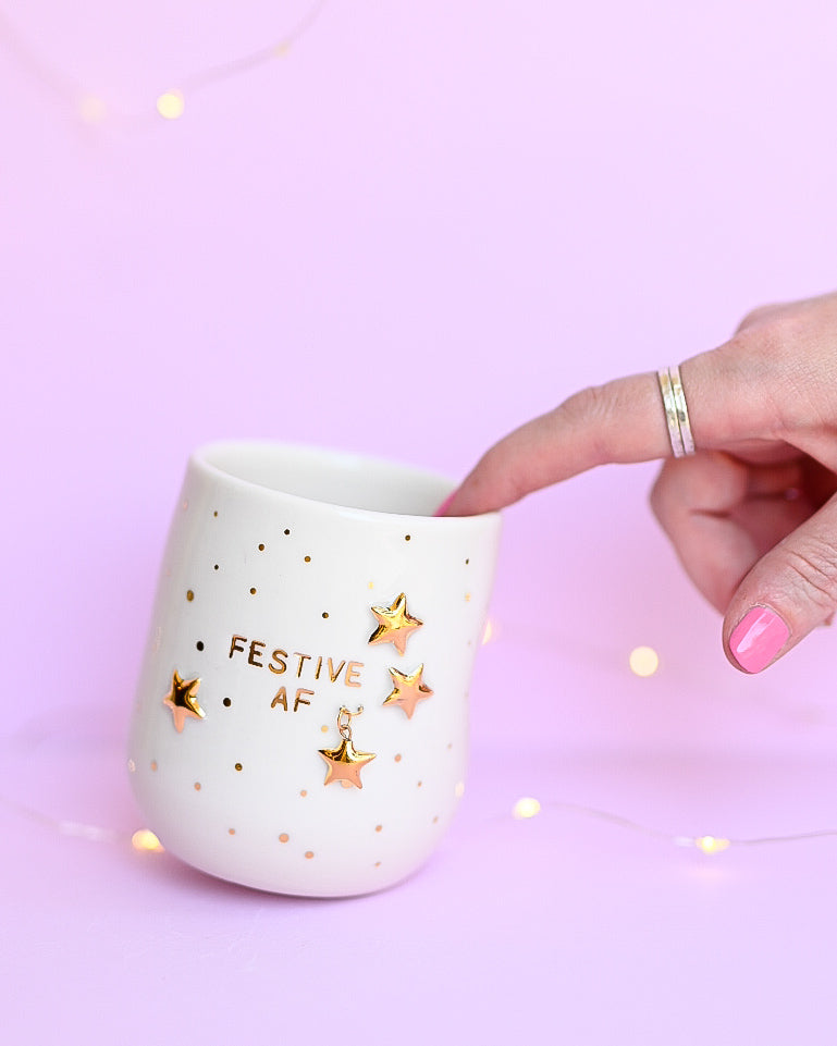 Porcelain 'FESTIVE AF' Tumbler