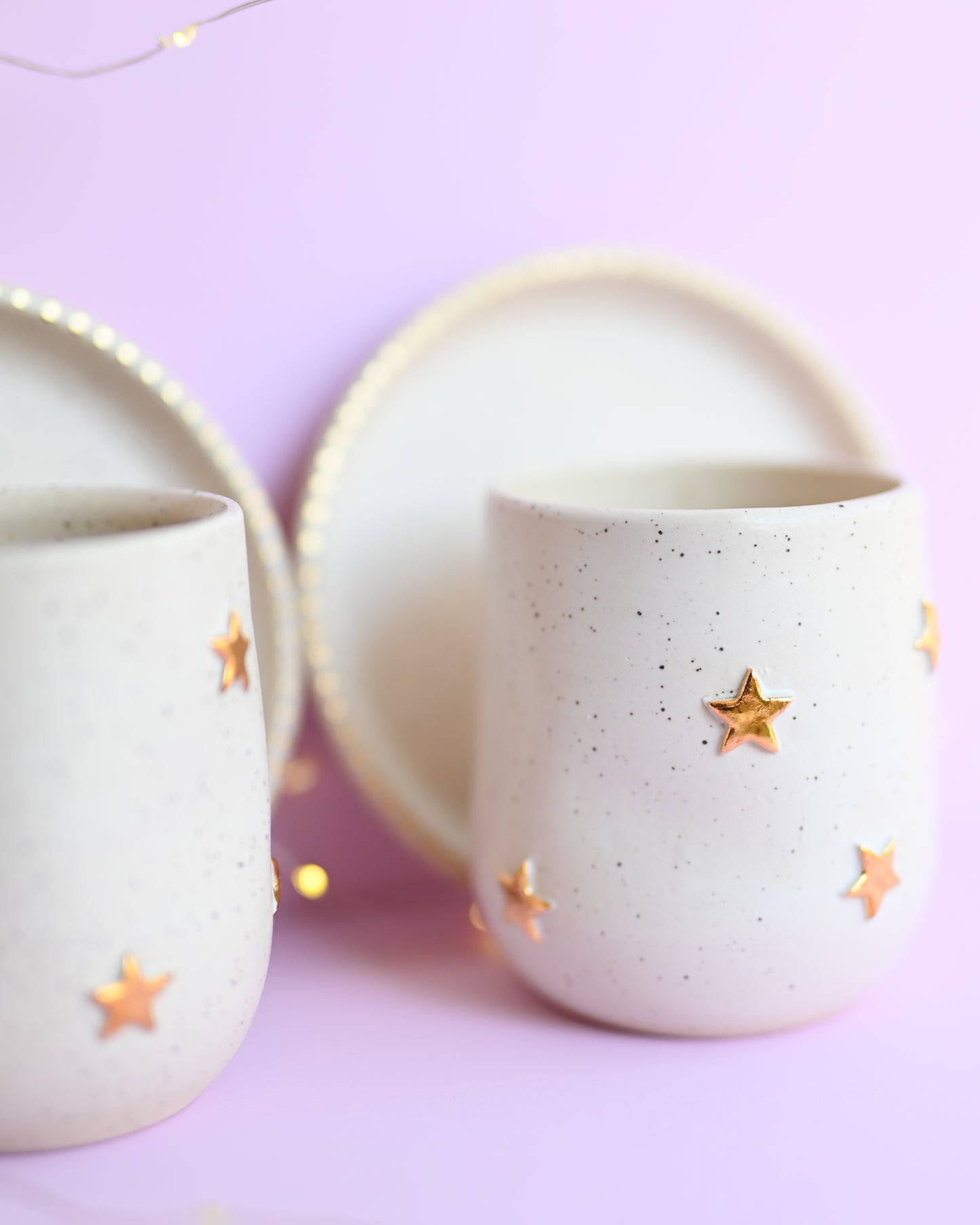 White Speckle Star Tumbler & Plate Set