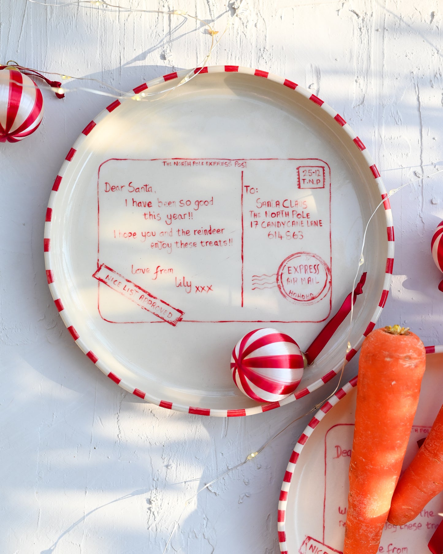 Personalised Santa Postcard Plate MADE TO ORDER