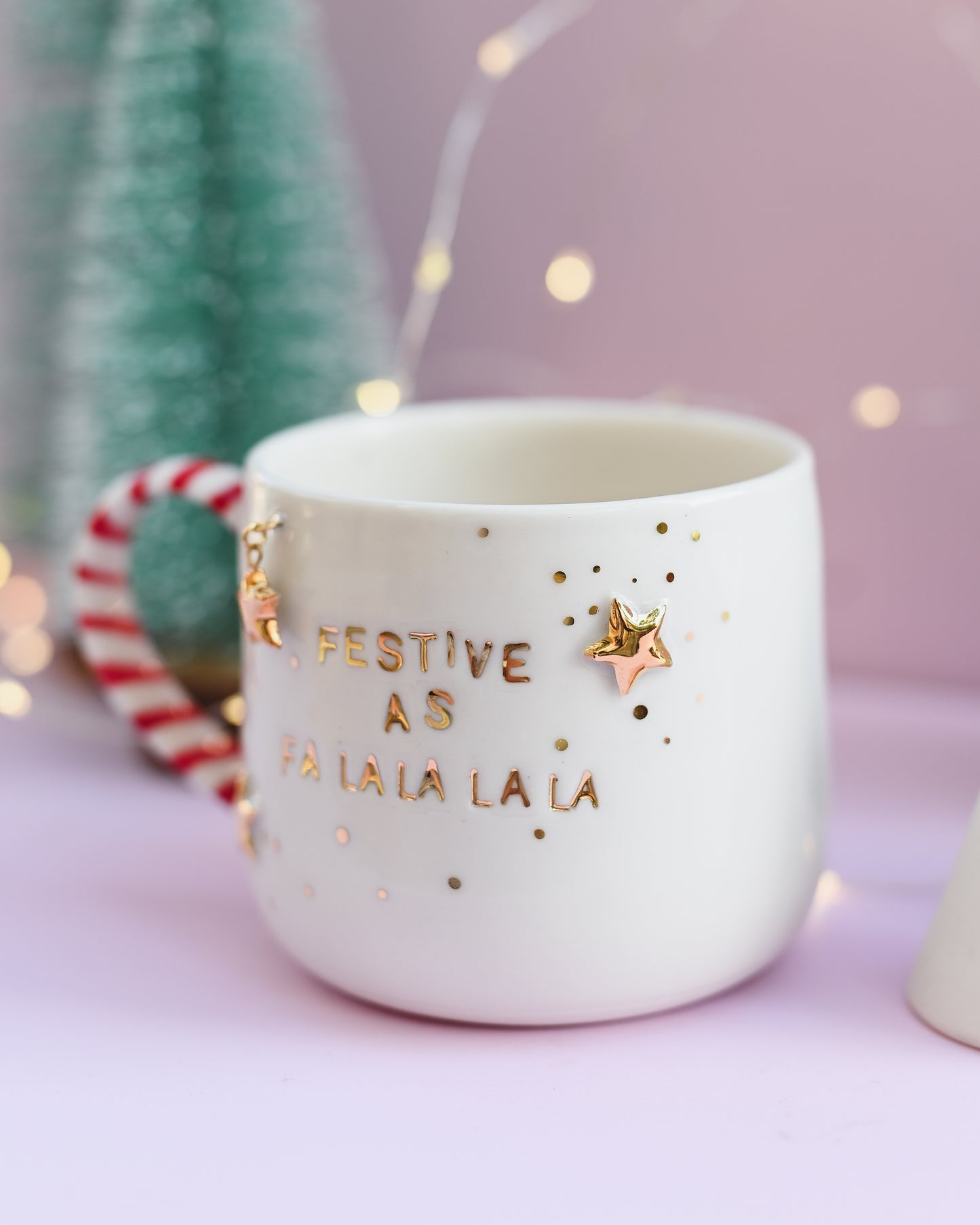 'Festive As Falalalala' Gold Festive Mug