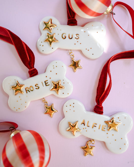 Custom Dog Bone Festive Ornament