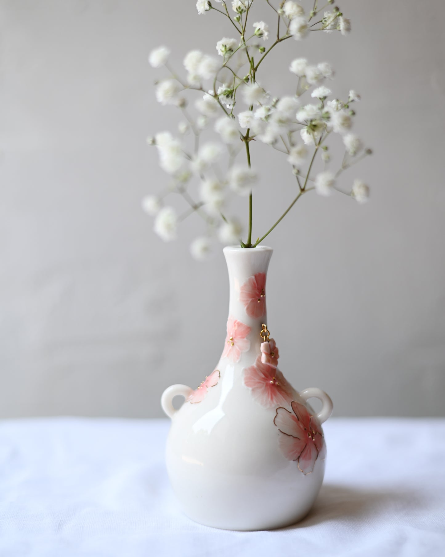 Small Floral Bud Vase with Charm