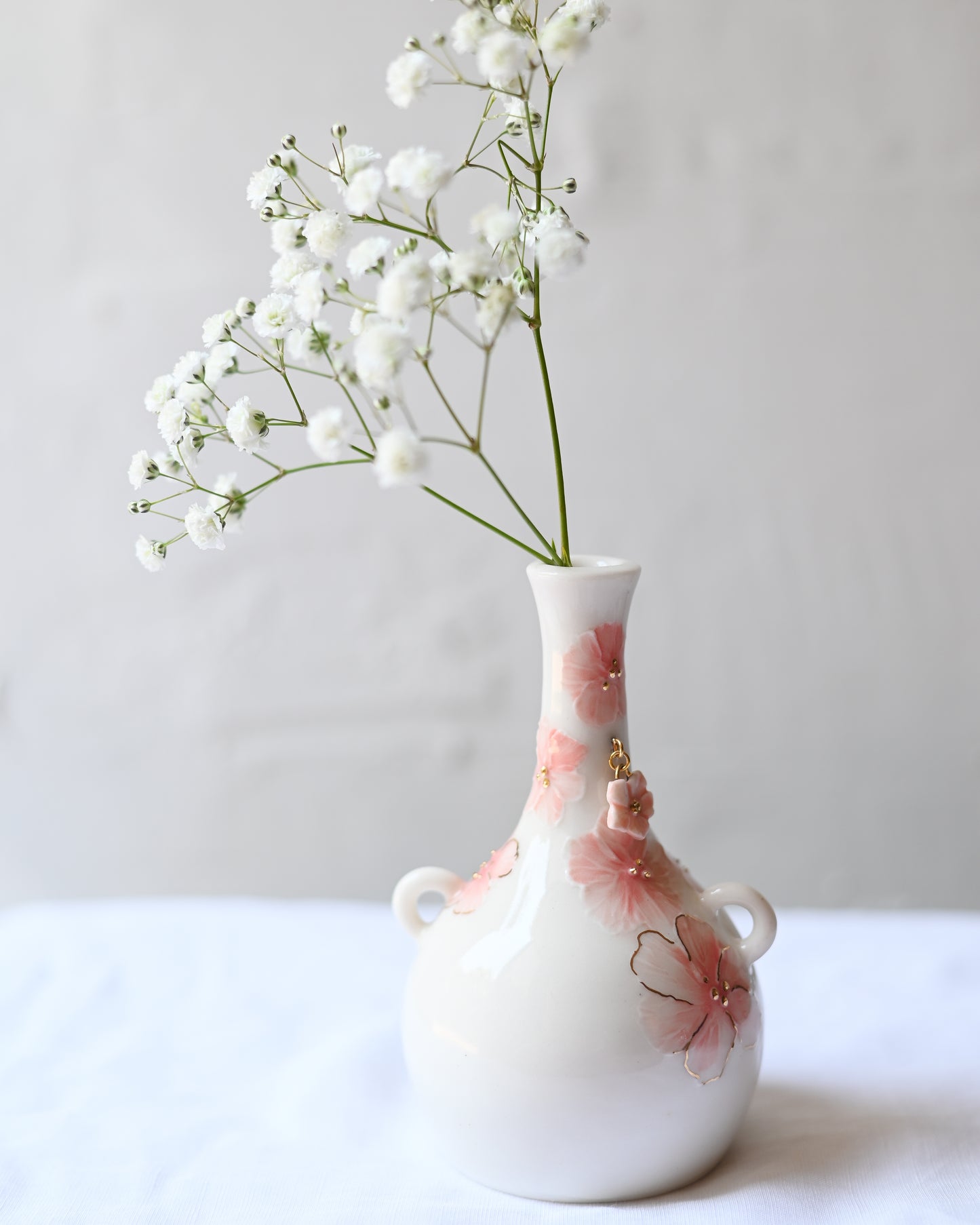 Small Floral Bud Vase with Charm