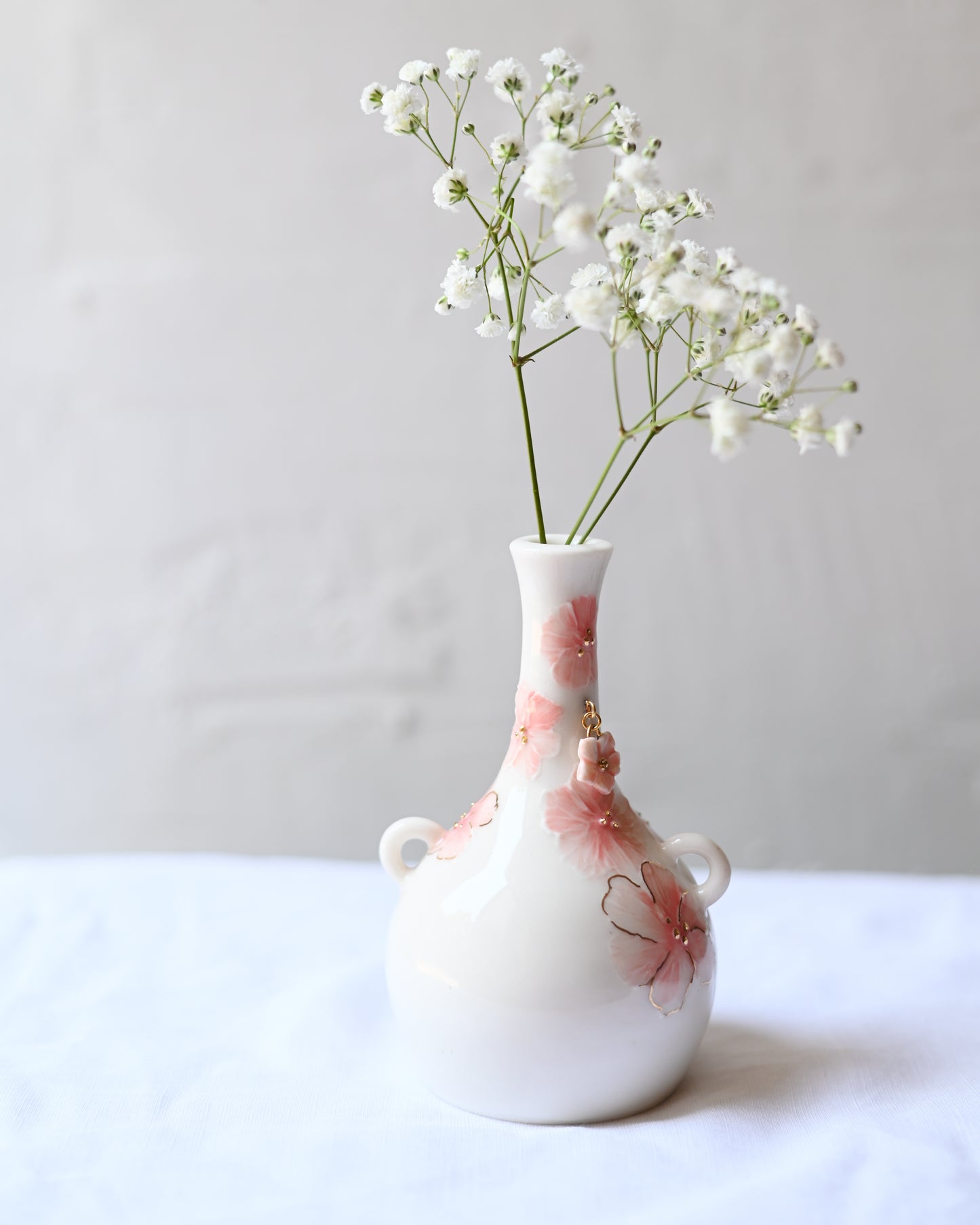 Small Floral Bud Vase with Charm